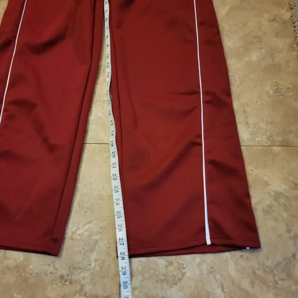 Alo Yoga Size XL Red 2pc Wide Leg Hooded Knit Track Suit Travel Athleisure New